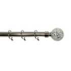 Glamour 28mm Polished Steel Crackle Glass Finial Curtain Pole 90 - 160 Cm