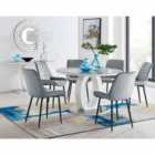 Furniture Box Giovani Round Grey Large 120Cm Table And 4 x Grey Pesaro Black Leg Chairs