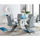 Furniture Box Giovani Grey White High Gloss And Glass Large Round Dining Table And 4 x Elephant Grey Willow Chairs Set
