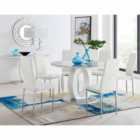 Furniture Box Giovani Grey White High Gloss And Glass Large Round Dining Table And 4 x White Milan Chairs Set