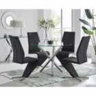 Furniture Box Selina Round Dining Table & 4x Black Chairs