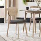 Tuska Scandi Set of 2 Oak Veneer Back Chairs - Cold Steel Fabric