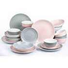 The Waterside 24pc Pink and Grey Spin Wash Dinner Set