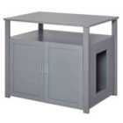 Pawhut Wood Cat Litter Box w/ Enclosure Furniture - Grey