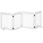Pawhut 4 Panel Wooden Dog Barrier & Folding Fence W/ Support Feet - White