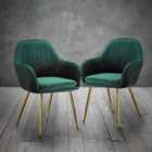 LPD Furniture Lara Dining Chair Green w/Gold Legs (2pk)