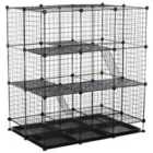 Pawhut 30 Pcs Diy Expandable Pet Steel Bars Cage W/ Door Trays & Plastic Corners - Black
