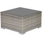 Outsunny Rattan Coffee Table with Glass Top - Light Grey