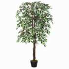 Outsunny 160Cm/5.2Ft Artificial Ficus Tree Fake Plant In Pot Indoor Outdoor