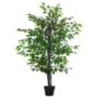 Outsunny 145Cm Artificial Banyan Plant Faux Decor Tree With Pot Indoor Outdoor