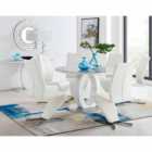 Furniture Box Giovani Grey White High Gloss And Glass Large Round Dining Table And 4 x White Willow Chairs Set