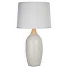 Premier Housewares Willow Table Lamp in Grey Ceramic with Grey Fabric Shade