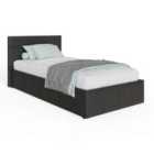 Side Lift Ottoman Bed Single Faux Leather Black