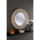 Yearn Industrial Style Beaded Round Mirror Silver