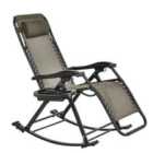 Outsunny Folding Recliner Chair & Rocker w/Zero-Gravity Grey