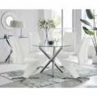 Furniture Box Selina Round Dining Table & 4x White Chairs