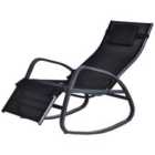 Outsunny Patio Adjust Lounge Chair w/ Footrest- Black