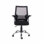 Loft Home Office Black Study Chair With Arms Black Mesh Back Black Fabric Seat With Chrome Base Black