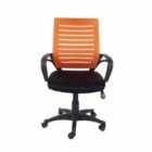 Loft Home Office Black Study Chair With Arms Orange Mesh Back Black Fabric Seat With Black Base Black