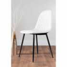 Furniture Box 2 x White Faux Leather Corona Modern Dining Chairs Black Leg