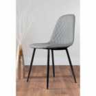 Furniture Box 2 x Elephant Grey Faux Leather Corona Modern Dining Chairs Black Legs