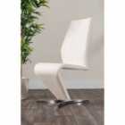 Furniture Box 2 x Willow Modern Luxury Premium Chrome Metal Z Faux Leather Stylish Dining Chairs Set White