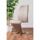 Furniture Box 2 x Willow Modern Luxury Premium Chrome Metal Z Faux Leather Stylish Dining Chairs Set Cappuccino Grey