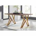 Furniture Box Taranto Oak Effect Gold Leg 6 Seat Dining Table