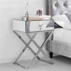 Furniture Box Celeste Bedside Table w/ 1 Drawer Chrome Legs