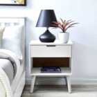 Furniture Box Alma Contemporary Stylish Bedside Table With Drawer White