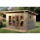 Forest Garden Melbury 4m x 3m Pent Single Glazed Log Cabin