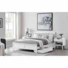 Furniture Box Azure White Wooden Solid Pine Quality Double Bed Frame with 4 Underbed Drawers