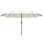 Outsunny 4.4m Double-sided Parasol w/Solar Lights Cream