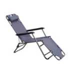 Outsunny Sun Lounger Recliner Chair 2 In 1 Garden Foldable Steel Grey Outdoor