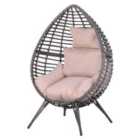 Outsunny Wicker Teardrop Chair w/ Cushion Rattan Lounger
