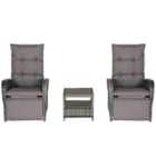 Outsunny 3 Pcs Rattan Chaise Lounge Sofa Set W/ Cushion For Patio Yard Porch