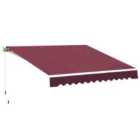 Outsunny Garden Sun Shade Canopy Retractable Awning, 3 X 2.5M, Red