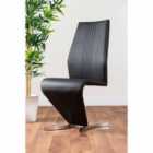 Furniture Box 2 x Willow Black Faux Leather Chrome Leg Dining Chairs