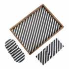 Penguin Home® Set Of Serving Tray And Matching Coasters - Grey & White Striped Design