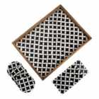 Penguin Home® Set Of Serving Tray And Matching Coasters - Black And White Diamond Design