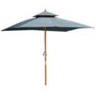 Outsunny 3m Wooden Square Parasol (base not included) - Grey