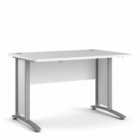 Prima Desk 120 Cm In White With Silver Grey Steel Legs