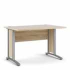 Prima Desk 120 Cm In Oak Effect With Silver Grey Steel Legs
