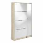 Shoes Hallway Storage Cabinet With 4 Tilting Doors And 2 Layers And 1 Mirror Door