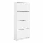 Shoes Hallway Storage Cabinet With 4 Tilting Doors And 2 Layers White