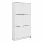 Shoes Hallway Storage Cabinet With 3 Tilting Doors And 1 Layer White