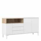 Roomers Sideboard 3 Drawers 3 Doors In White And Oak Effect