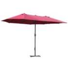 Outsunny 4.6m Double Canopy Parasol (base not included) - Red