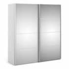 Verona Sliding Wardrobe 180Cm In White With Mirror Doors With 2 Shelves