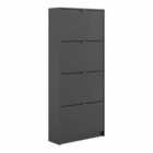 Shoes Hallway Storage Cabinet With 4 Tilting Doors And 2 Layers Matt Black